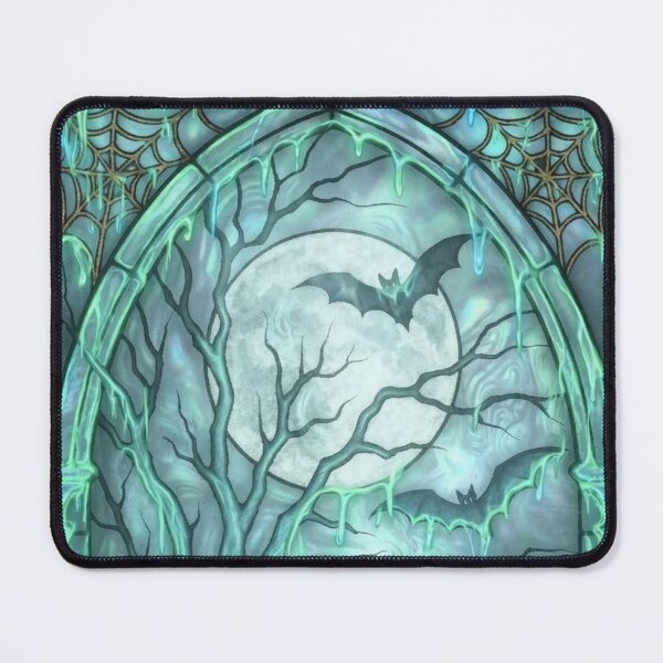 Item preview, Gothic Stained Glass Bats Green Moon Fantasy designed and sold by BriSher.