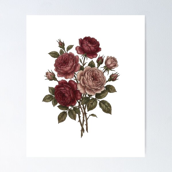 Item preview, Vintage Botanical Red Rose Bouquet – Antique Floral  designed and sold by Gbriel3.