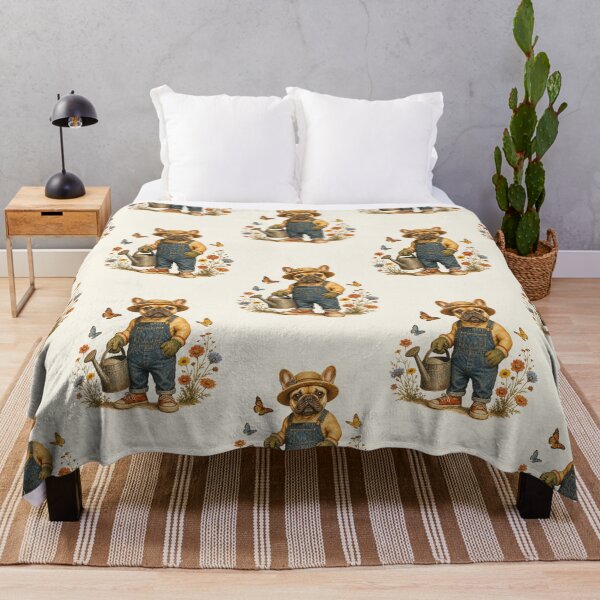 Item preview, Rustic Gardening French Bulldog Cottage Garden Frenchie in Overalls designed and sold by Rosie's Wildflower Boutique.