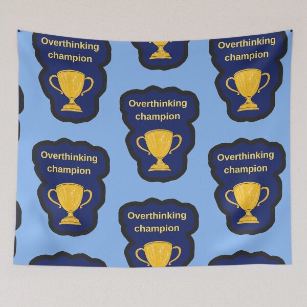 Item preview, Overthinking Champion Funny Mental Health Trophy Shirt designed and sold by MariaPCMaria.
