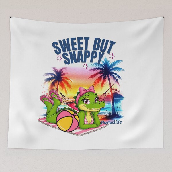 Item preview, Sweet But Snappy Alligator Paradise Tropical Beach Sunset designed and sold by Rosie's Wildflower Boutique.