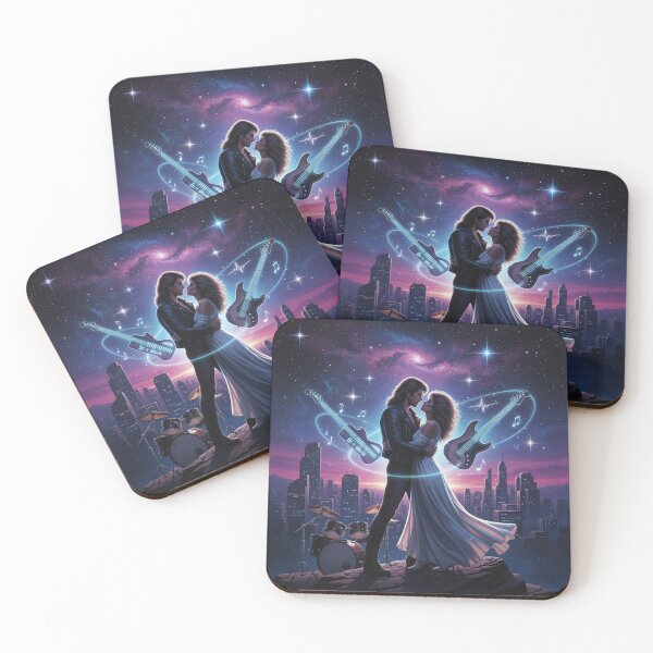 Item preview, Electric Romance - Cosmic duo against a backdrop of city and stars designed and sold by NeyhineAngelionShop.