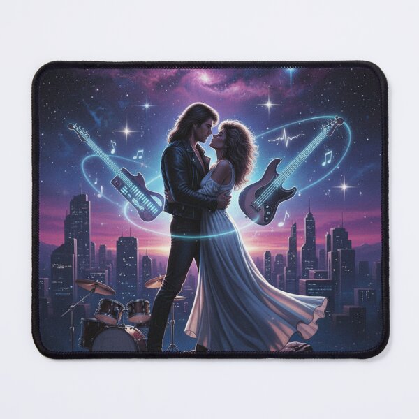 Item preview, Electric Romance - Cosmic duo against a backdrop of city and stars designed and sold by NeyhineAngelionShop.