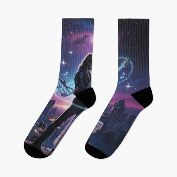 Item preview, Electric Romance - Cosmic duo against a backdrop of city and stars designed and sold by NeyhineAngelionShop.