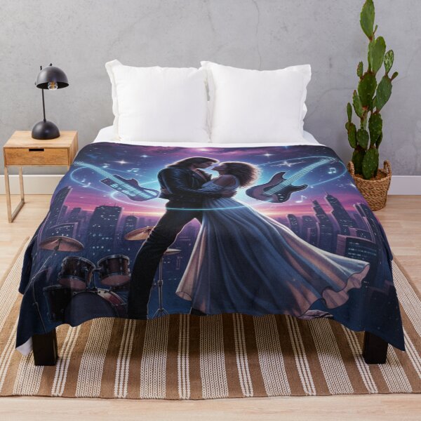 Item preview, Electric Romance - Cosmic duo against a backdrop of city and stars designed and sold by NeyhineAngelionShop.