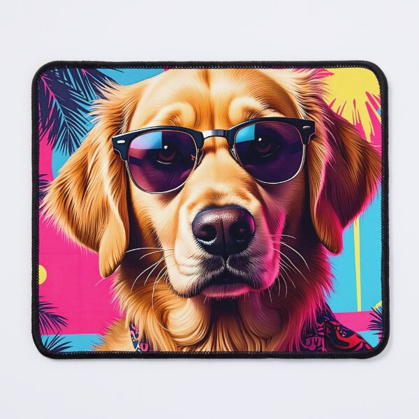 Item preview, Cool Golden Retriever Retro 80s Vaporwave Dog designed and sold by INKRebelGraphic.
