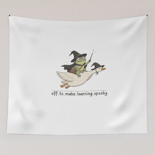 Item preview, Frog Wizard Riding a Magical Goose – Off to Make Learning Spooky designed and sold by Gbriel3.