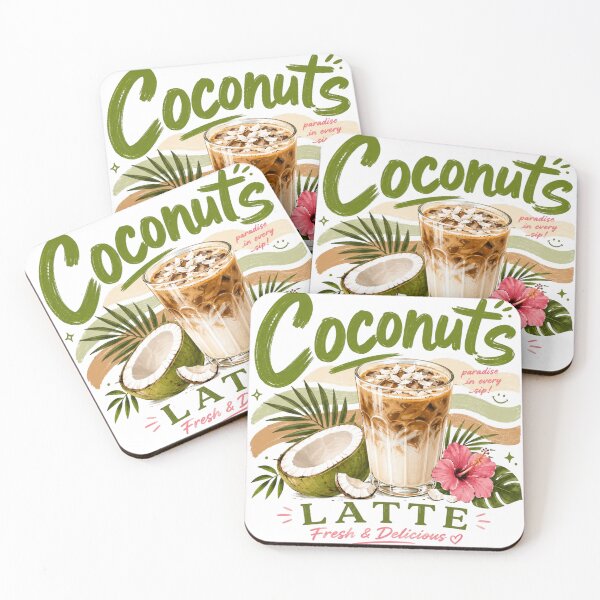 Item preview, Coconut Latte | Tropical Coconut Drink Fresh & Delicious Illustration designed and sold by UUniqueIImprint.