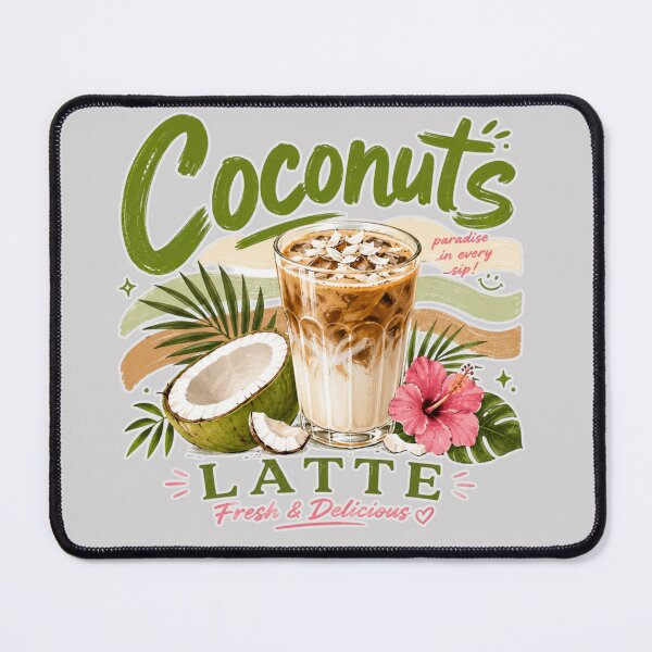 Item preview, Coconut Latte | Tropical Coconut Drink Fresh & Delicious Illustration designed and sold by UUniqueIImprint.