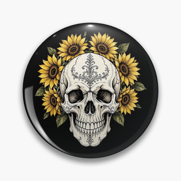 Item preview, Gothic Skull with Sunflower Crown Floral Design designed and sold by SweetLilith.