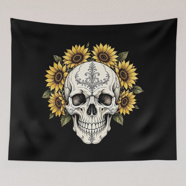 Item preview, Gothic Skull with Sunflower Crown Floral Design designed and sold by SweetLilith.