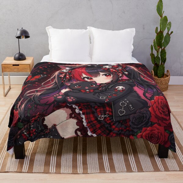 Item preview, Gothic Neko Girl & Black Cat – Red Rose Anime designed and sold by Revyra Design .