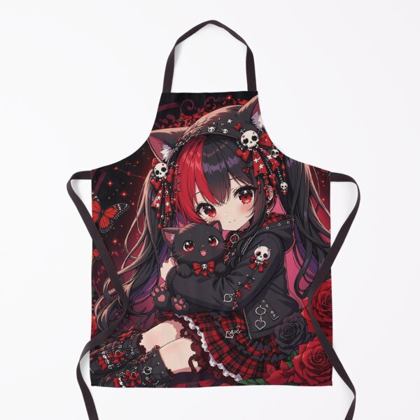 Item preview, Gothic Neko Girl & Black Cat – Red Rose Anime designed and sold by Revyra Design .