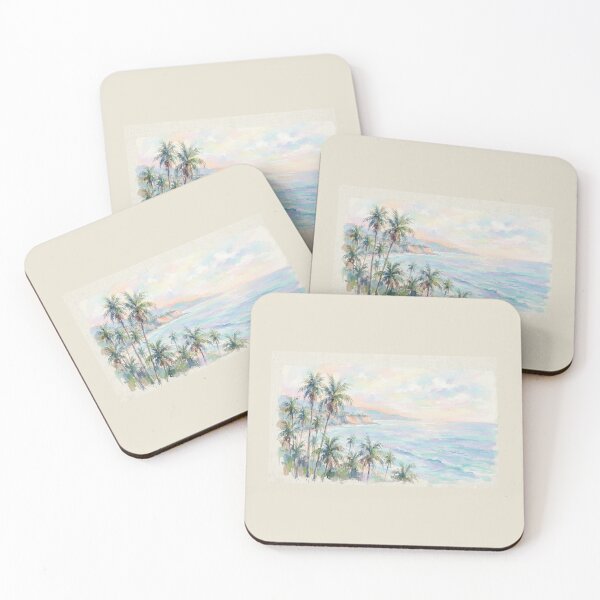Item preview, Palm Trees at Sunset – Watercolor Coastal Wall Art designed and sold by FawnFeatherCo.