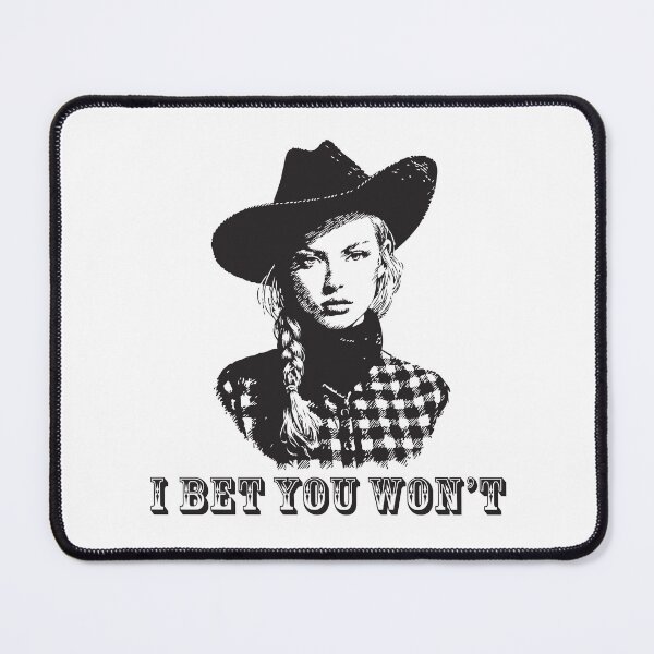 Item preview, “I Bet You Won’t” Cowgirl Badass Vintage Etching Illustration Style in Midnight Black designed and sold by ✨nightvrld.