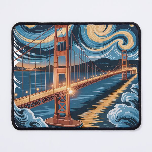 Item preview, The Golden Gate Bridge Starry Night T-Shirt | Van Gogh Inspired San Francisco Art v1 designed and sold by DBWStudios.