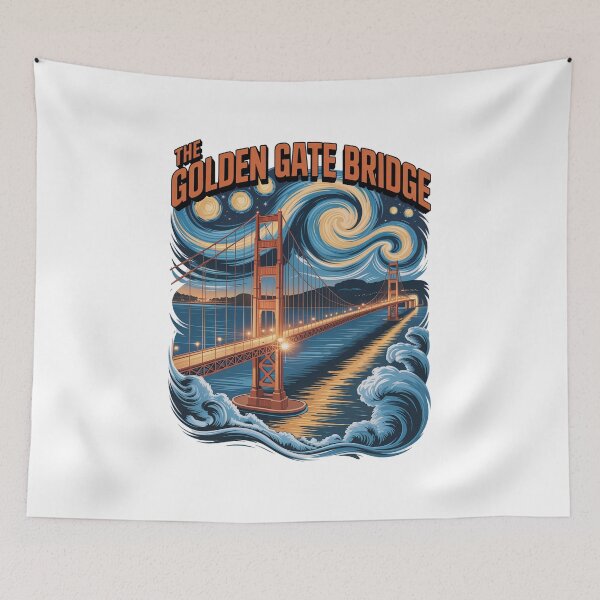 Item preview, The Golden Gate Bridge Starry Night T-Shirt | Van Gogh Inspired San Francisco Art v1 designed and sold by DBWStudios.