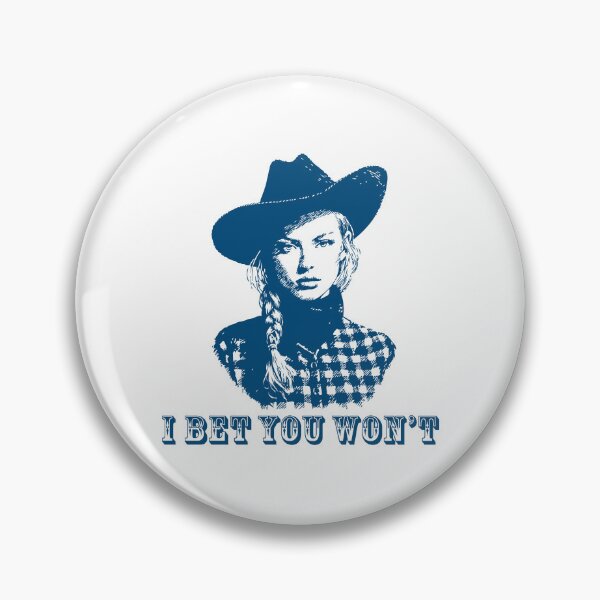 Item preview, “I Bet You Won’t” Cowgirl Badass Vintage Etching Illustration Style in Denim Blue designed and sold by ✨nightvrld.