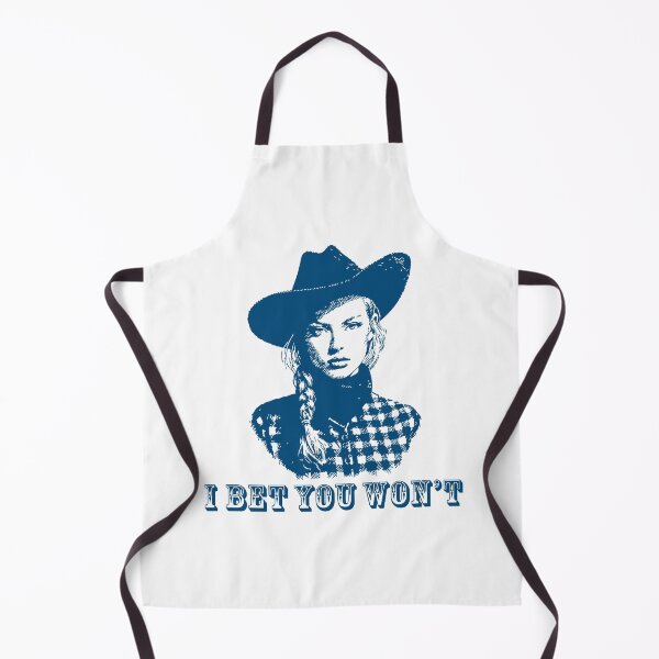 Item preview, “I Bet You Won’t” Cowgirl Badass Vintage Etching Illustration Style in Denim Blue designed and sold by ✨nightvrld.
