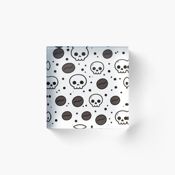 Aperçu de l'œuvre Motif Crânes et Grains de Café – Un design humoristique et noir pour les amateurs de caféine créée et vendue par Grumpy-Bob.