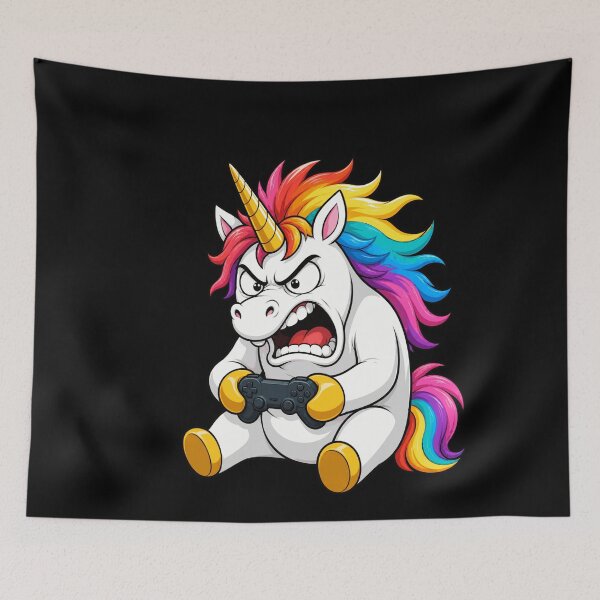 Item preview, Unhinged Unicorn Gamer Rage Funny Gaming Humor designed and sold by BoyleDesignShop.