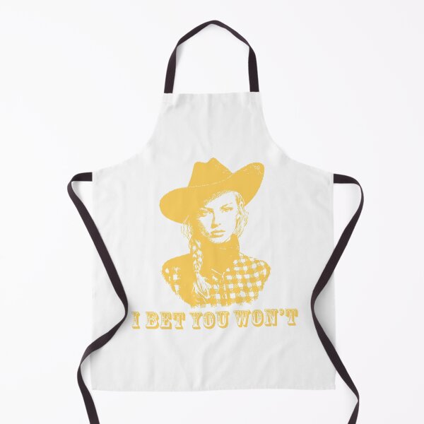 Item preview, “I Bet You Won’t” Cowgirl Badass Vintage Etching Illustration Style in Golden Yellow designed and sold by ✨nightvrld.