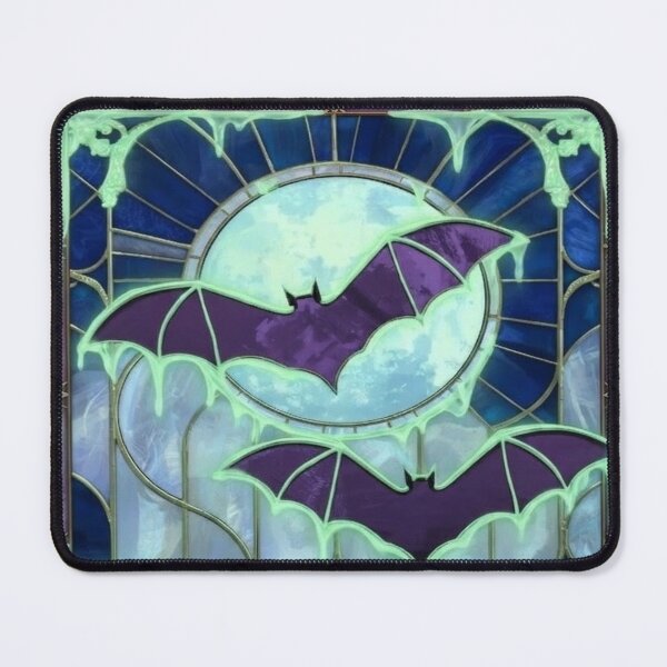 Item preview, Gothic Stained Glass Bats Green Moon Fantasy designed and sold by BriSher.