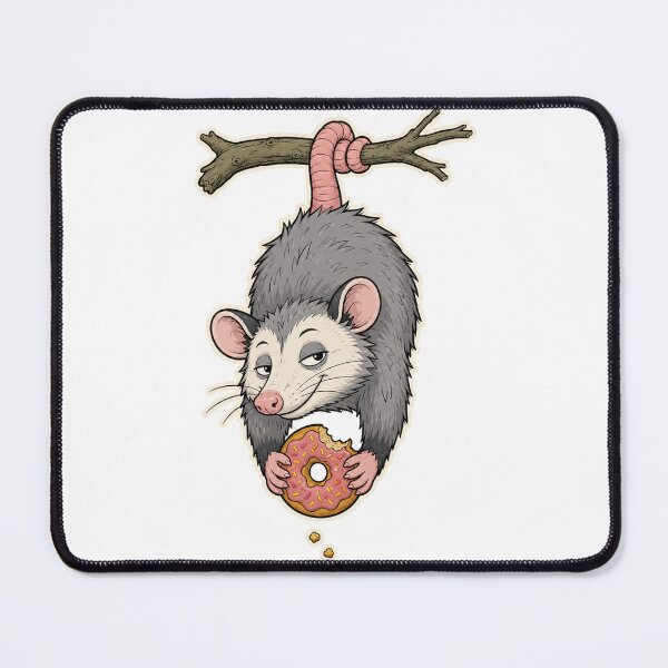 Item preview, Smug Opossum Hanging Upside Down Stealing a Donut designed and sold by eignvalue.