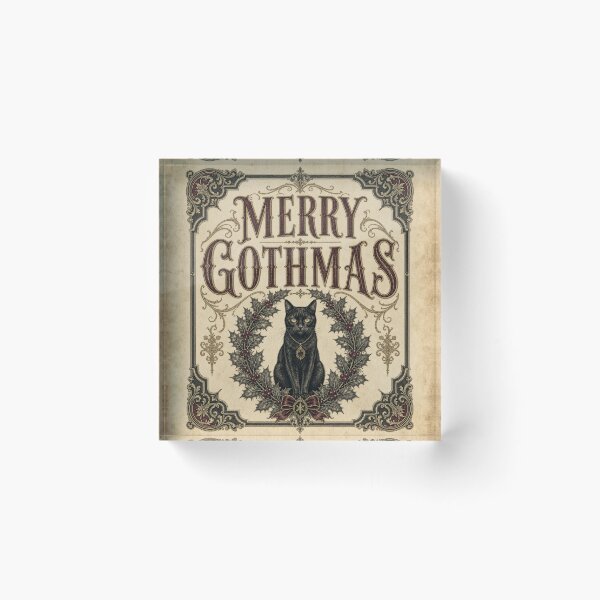 Item preview, Merry Gothmas Victorian Black Cat in Holly Wreath designed and sold by BoosterShop.