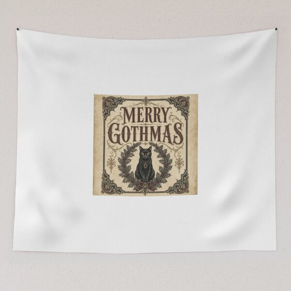 Item preview, Merry Gothmas Victorian Black Cat in Holly Wreath designed and sold by BoosterShop.