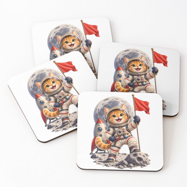 Item preview, Cute Cat Astronaut – Vintage Lunar Adventure Space Cat designed and sold by builtforyou.