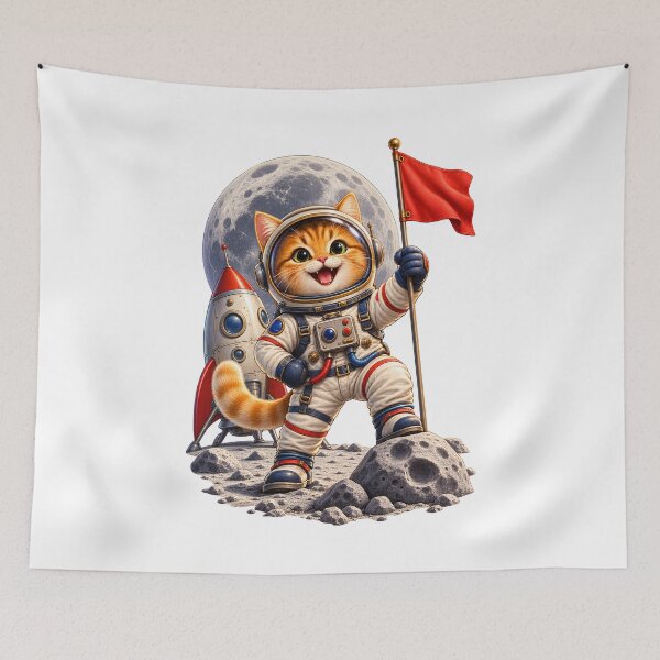 Item preview, Cute Cat Astronaut – Vintage Lunar Adventure Space Cat designed and sold by builtforyou.