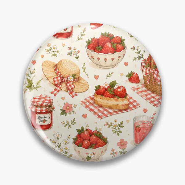 Item preview, Strawberry Picnic Seamless Pattern – Cottagecore Summer Fruit & Picnic Aesthetic designed and sold by RJACreative.