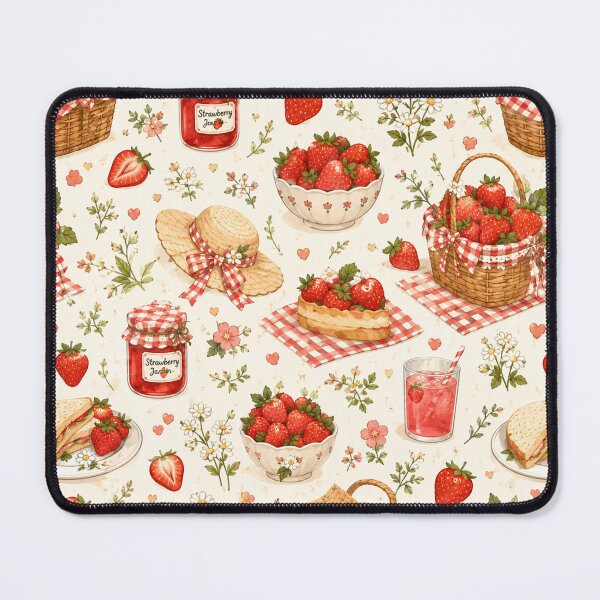 Item preview, Strawberry Picnic Seamless Pattern – Cottagecore Summer Fruit & Picnic Aesthetic designed and sold by RJACreative.