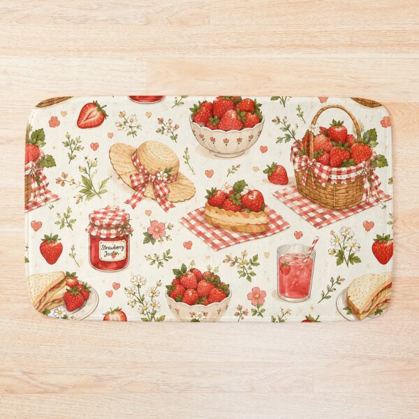 Item preview, Strawberry Picnic Seamless Pattern – Cottagecore Summer Fruit & Picnic Aesthetic designed and sold by RJACreative.