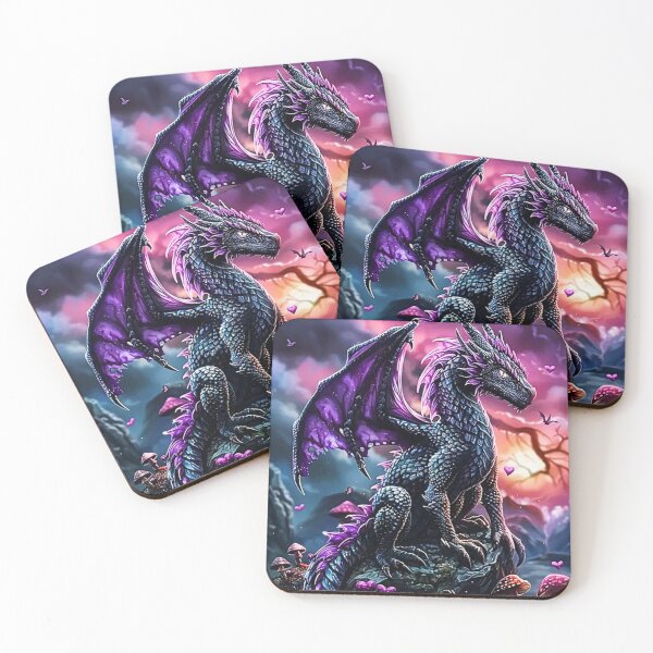 Item preview, Purple Fantasy Dragon Mushroom Forrest Sunset Aesthetic designed and sold by INKRebelGraphic.