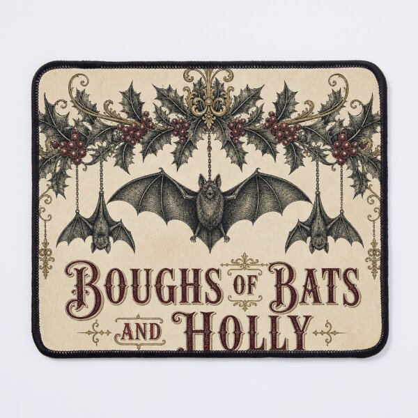 Item preview, Boughs of Bats and Holly Gothic Bat Christmas Design designed and sold by BoosterShop.