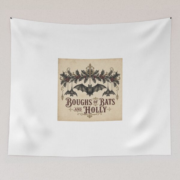 Item preview, Boughs of Bats and Holly Gothic Bat Christmas Design designed and sold by BoosterShop.