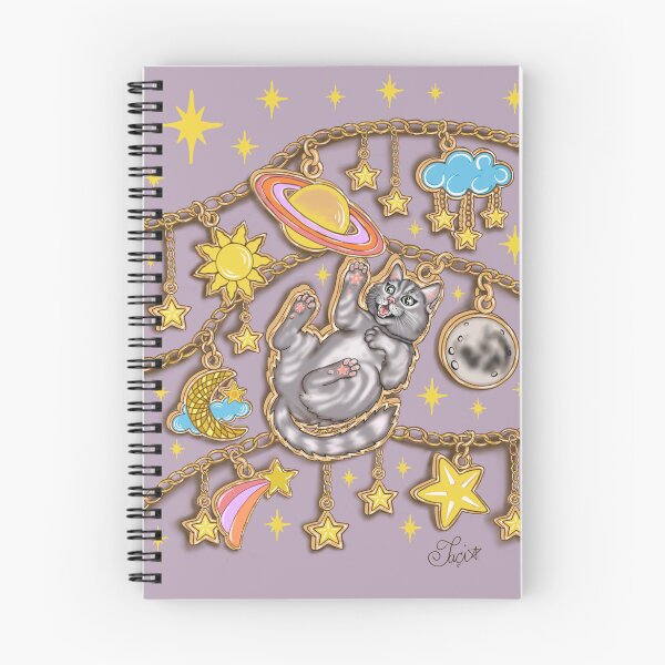 Item preview, Cosmic Grey Cat Celestial Charms – Magical Space Cat with Stars, Moon & Planets designed and sold by Taçiana Estrela.