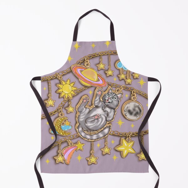 Item preview, Cosmic Grey Cat Celestial Charms – Magical Space Cat with Stars, Moon & Planets designed and sold by Taçiana Estrela.
