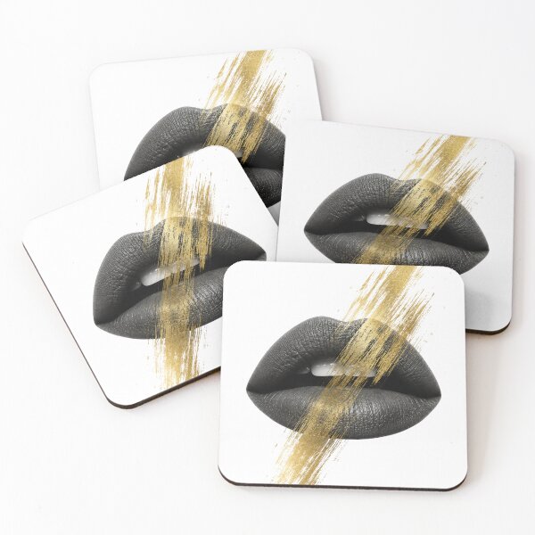 Item preview, Black Lips Gold Brush Stroke Art designed and sold by tmoca.
