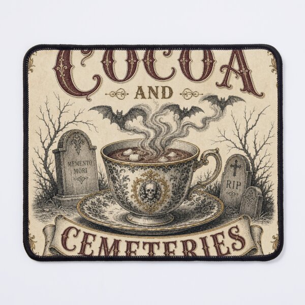Item preview, Cocoa and Cemeteries Gothic Christmas Mug with Skull designed and sold by BoosterShop.