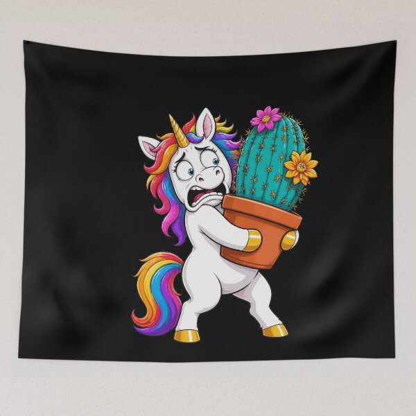 Item preview, Unhinged Unicorn Gardening Chaos Funny Cactus Hug designed and sold by BoyleDesignShop.