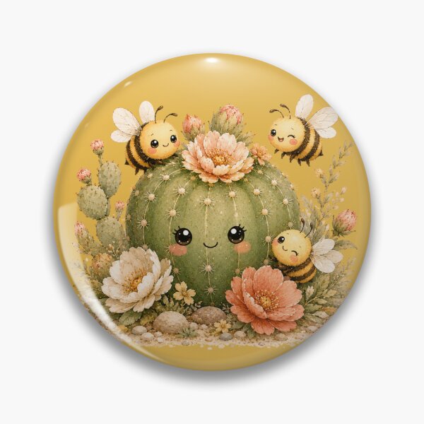 Item preview, Kawaii Bee & Cactus Friends Illustration – Desert Garden Design Art designed and sold by MagicMakerPh.