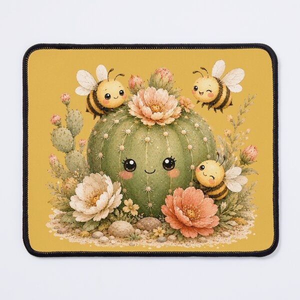 Item preview, Kawaii Bee & Cactus Friends Illustration – Desert Garden Design Art designed and sold by MagicMakerPh.