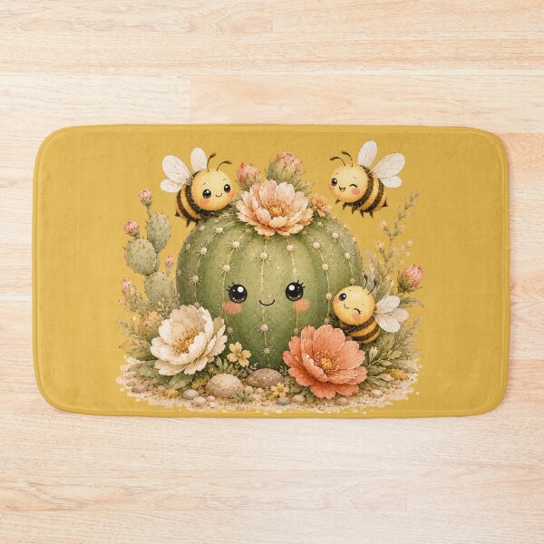 Item preview, Kawaii Bee & Cactus Friends Illustration – Desert Garden Design Art designed and sold by MagicMakerPh.