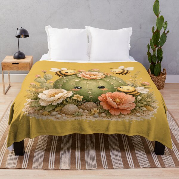 Item preview, Kawaii Bee & Cactus Friends Illustration – Desert Garden Design Art designed and sold by MagicMakerPh.