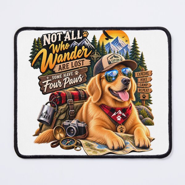 Item preview, Not All Who Wander Are Lost Golden Retriever Adventure Dog Gift designed and sold by yassinehelal.