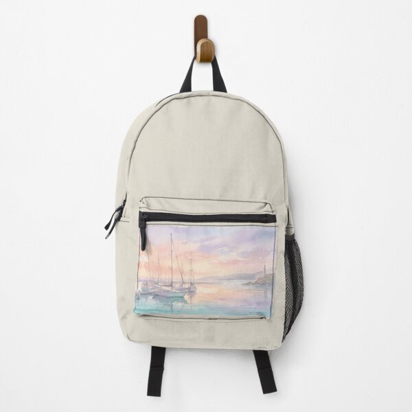Item preview, Sailboats at Golden Hour – Watercolor Harbor Wall Art designed and sold by FawnFeatherCo.