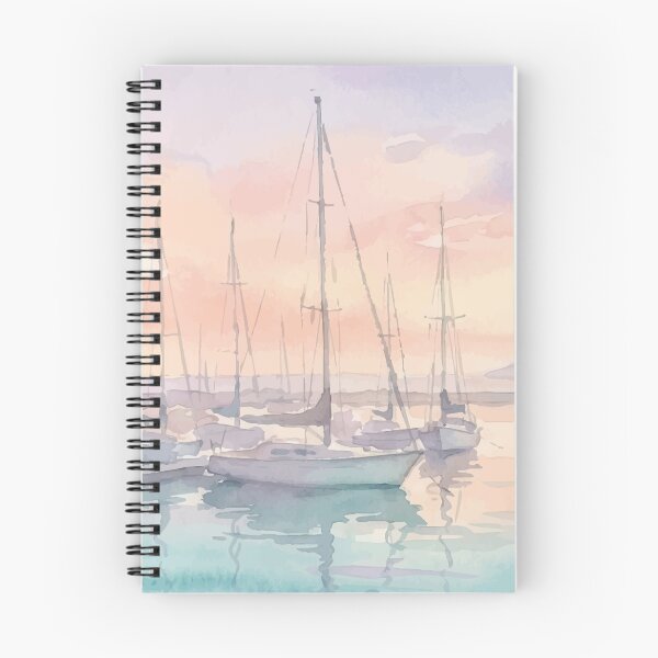 Item preview, Sailboats at Golden Hour – Watercolor Harbor Wall Art designed and sold by FawnFeatherCo.